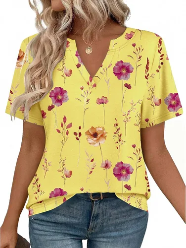 Vista 22 de Zeagoo Camisetas de manga corta con cuello en V para mujer, bonitas, elegantes, casuales, para negocios, trabajo, blusa