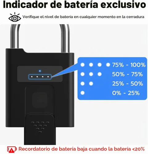 Vista 7 de eLinkSmart Candado de huellas dactilares con llave de respaldo, candado electrónico digital inteligente biométrico resistente a la intemperie