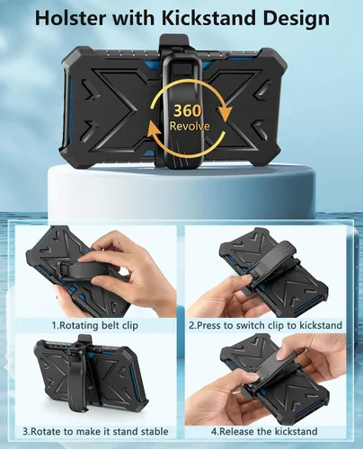 Vista 4 de FNTCASE Funda para iPhone 14 Pro Max: funda resistente de grado militar para teléfono celular con soporte y estuche con clip Protección