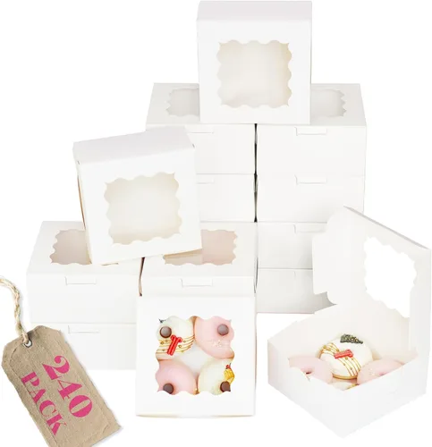 Vista 12 de Bakepacker 100 piezas Cajas Negras para Galletas 6x6x3 pulgadas Fácil Montaje Cajas de Pastelería Macarrones Cajas de Panadería con Ventana