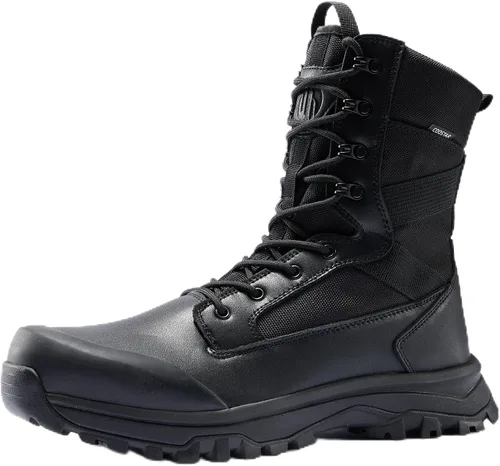 Vista 8 de Coostar Botas tácticas para hombre, ligeras, botas de combate militar, botas de trabajo con cremallera lateral, botas de motocicleta, para Arena