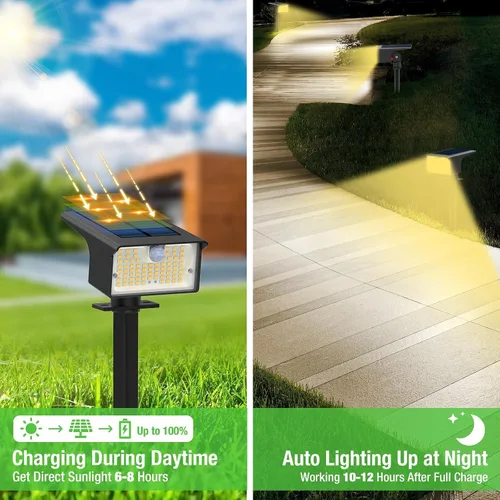 Vista 3 de [Paquete de 3 y 62 LED] Reflectores Solares para Exteriores con Sensor de Movimiento, 3 Modos de Sensor de Movimiento, Luces para Exteriores, 2
