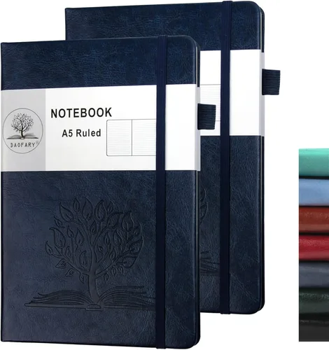 Vista 26 de Daofary Cuaderno de puntos con soporte para bolígrafo, cuaderno de cuadrícula de puntos A5 con 160 páginas, papel grueso de 2.95 oz/yd², diario