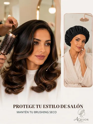 Vista 3 de Aquior Gorro de ducha reutilizable para mujeres, hombres, gorra de pelo impermeable, tamaño grande para cabello largo, trenzas, rizado o corto