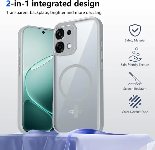 Vista 564 de Funda magnética transparente compatible con Xiaomi 17T, color negro 2 en 1 PC + TPU cubierta de teléfono a prueba de golpes, carcasa protectora