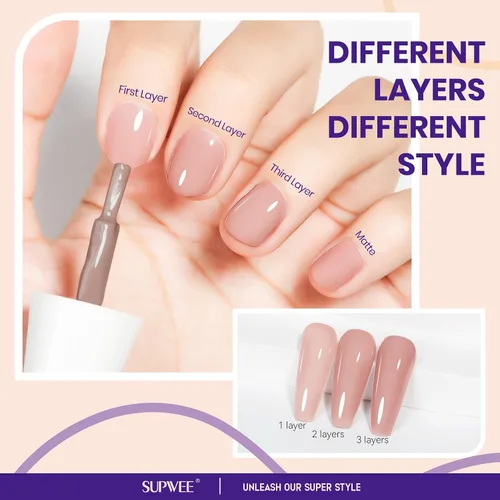 Vista 3 de Esmalte de uñas nude de secado rápido, 0.63 onzas líquidas, esmalte de uñas regular de secado rápido, esmalte de uñas de alto brillo para otoño