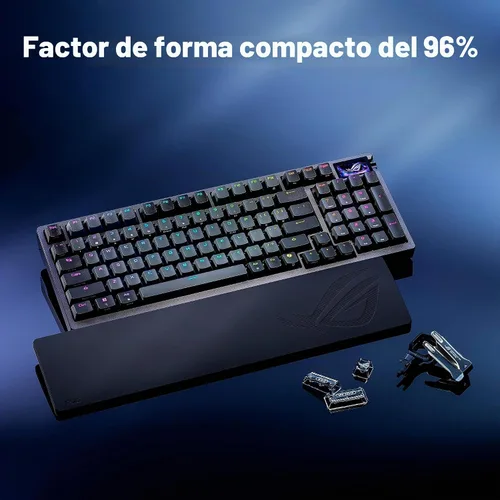 Vista 2 de ASUS ROG Azoth 96 HE Teclado inalámbrico para juegos con efecto Hall – 96% tamaño completo, trimodo, interruptor magnético intercambiable en Negro