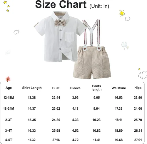 Vista 5 de SOLOYEE Conjunto de ropa formal para bebé, conjunto de ropa formal de manga corta y corbatín para niño