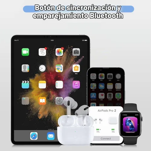 Vista 3 de Funda de carga USB-C para AirPods Pro y Pro2, compatible con AirPod Pro y Pro2 de repuesto, batería integrada de 450 mAh con botón de sincronización