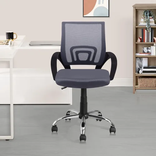 Vista 9 de Naomi Home Silla ergonómica de escritorio para oficina en casa con soporte lumbar ajustable, cómoda silla giratoria giratoria, silla ejecutiva Gris