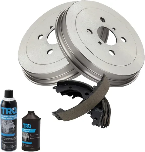 Vista 2 de TRQ Kit de tambor de freno trasero y zapata, lado izquierdo del conductor y del pasajero derecho con productos químicos compatibles con Scion xA xB