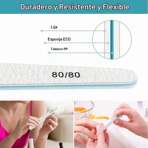 Vista 3 de Diesisa 15 limas de uñas de grano 80/80 para uñas naturales, tableros de esmeril de doble cara para uñas, limas de uñas profesionales para uñas