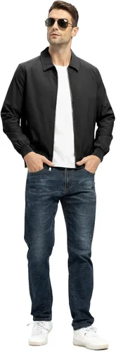 Vista 6 de TBMPOY Chaquetas ligeras para hombre, estilo casual, rompevientos, para hombre, chaqueta ligera de pista, cuello de tendido, abrigos de golf de otoño
