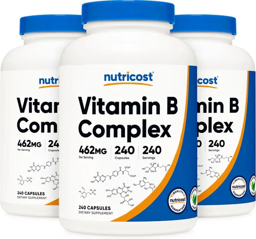 Vista 6 de Complejo de vitamina B de 0,015 oz, 240 cápsulas, con Vitamina C, complejo energético, 1