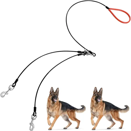 Vista 9 de Correa de perro resistente, correa de metal a prueba de mordidas para perros grandes (hasta 250 libras), correas de perro de cuerda de alambre de 5