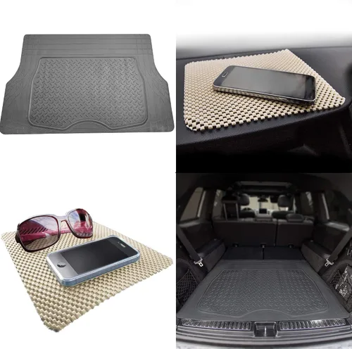 Vista 4 de TLH Juego de alfombrillas de carga beige recortables de primera calidad para maletero de automóvil, ajuste universal con almohadilla de tablero