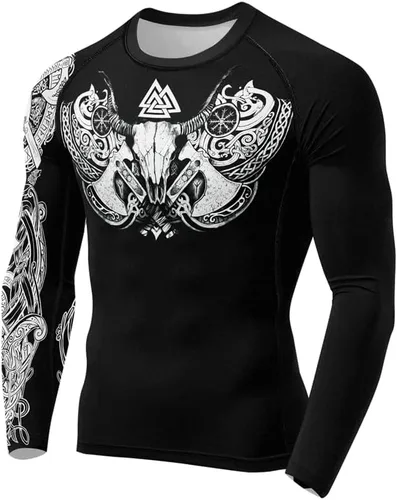 Vista 2 de Viking - Camiseta de compresión para hombre, manga larga, capa base para jiu jitsu