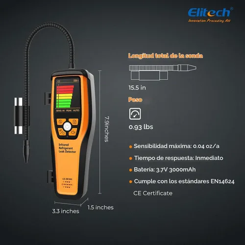 Vista 7 de Elitech Detector de fugas de refrigerante infrarrojo ILD-200 max Detección de fugas HVAC/R de alta precisión, vida útil del sensor de 10 años