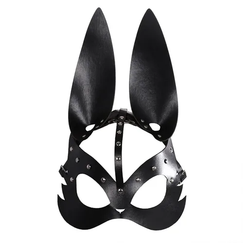 Vista 6 de OhMill Máscaras punk, gato, zorro, conejo, máscaras de piel sintética, máscaras faciales de animales, correa ajustable, fiesta de Halloween