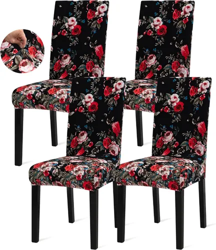 Vista 36 de Sufdari Juego de 2 fundas para sillas de comedor, fundas para sillas de cocina, fundas para sillas Parsons, protectores de sillas de elastano
