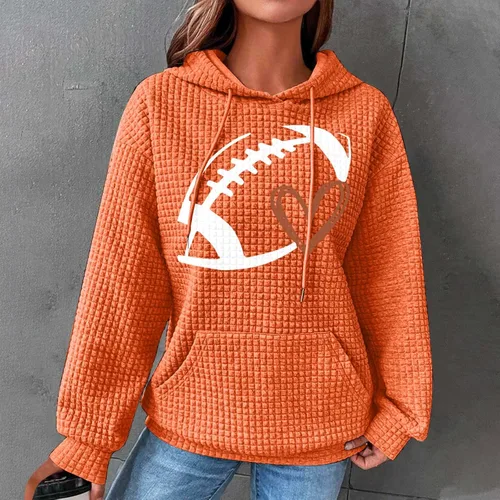 Vista 2 de Ceboyel Sudaderas con capucha de punto gofre para mujer, sudaderas con cordón de ajuste, suéteres casuales de moda, cómodos trajes de otoño