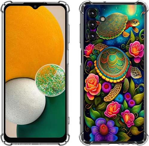 Vista 43 de Samsung Galaxy A14 5G - Funda para teléfono celular, diseño de flores de mariposa azul, a prueba de golpes, TPU con bordes elevados, compatible