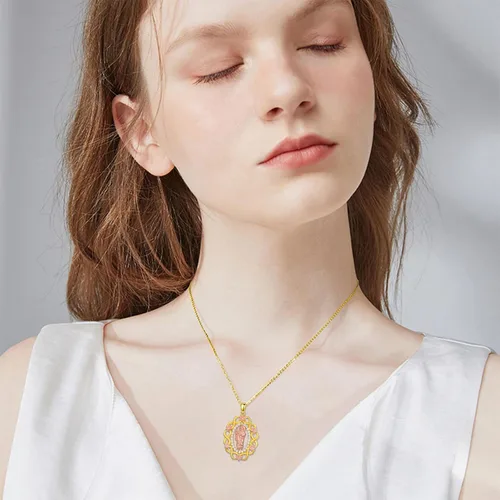 Vista 2 de VIJASHOP Collar de San Judas para mujer, chapado en oro, colgante de San Judas Tadeo, joyería religiosa de San Judas, regalos para mamá novias