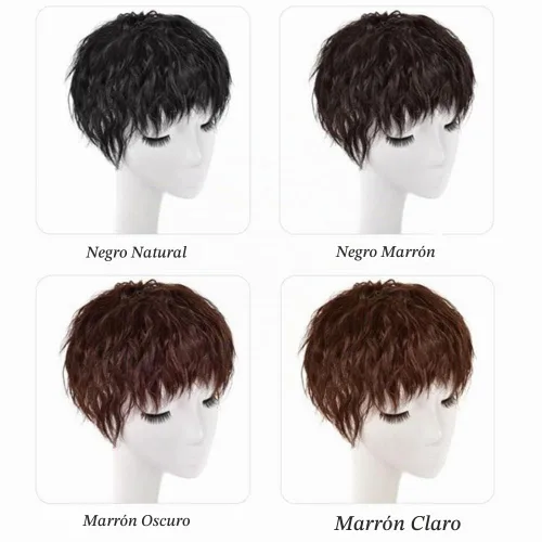 Vista 3 de Jowxsx 2 clips, piezas de peluca marrón claro para la parte superior de la cabeza, repuesto de la parte superior del cabello rizado, postizo