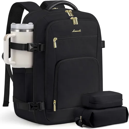 Vista 20 de LOVEVOOK Mochila de viaje para mujer y hombre, Beige, Mochilas de viaje
