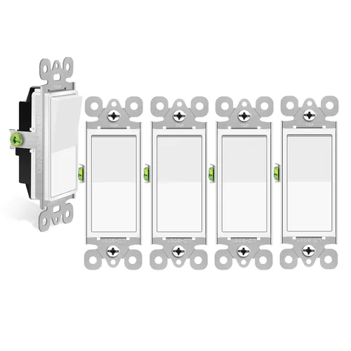 Vista 28 de Greencycle Interruptor de luz basculante negro de un solo polo, interruptor de luz de paleta de 15 amperios, interruptores Sp blancos, 120V-277V CA
