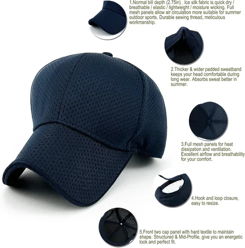 Vista 2 de Masktide Gorra de béisbol transpirable de verano para hombre, de secado rápido, absorbe la humedad, para deportes al aire libre, ajuste seco