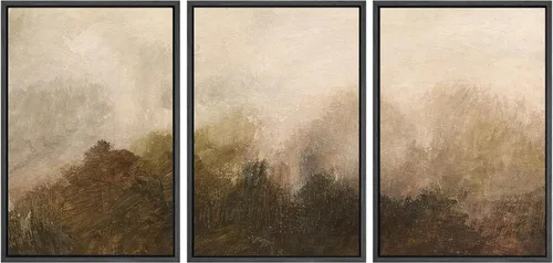 Vista 97 de SIGNWIN Lienzo enmarcado para pared, juego de arte de campos pastorales, flores silvestres, campo rústico, paisaje, floral, ilustraciones modernas