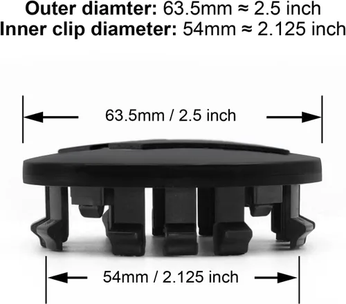 Vista 3 de 4 tapas centrales de rueda de 2.5 pulgadas compatibles con Charger Challenger Durango 2017-2022 Se ajustan a ruedas de 20 pulgadas Tapacubos