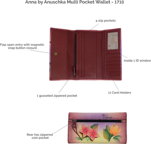 Vista 6 de Anna by Anuschka Cartera de cuero genuino pintada a mano para mujer