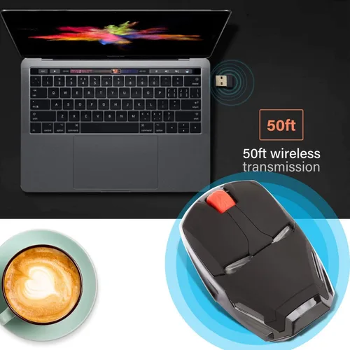 Vista 6 de Mikayoo Ratón inalámbrico ergonómico, Cool Mice 2.4G Ratón portátil móvil para computadora con receptor nano USB para notebook, PC, laptop