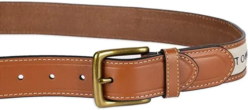 Vista 23 de Tommy Hilfiger Cinturón casual con incrustaciones de tela para hombre con hebilla clásica del arnés