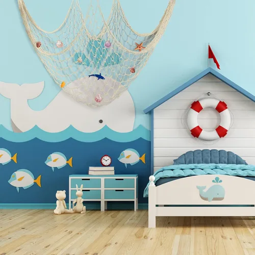 Vista 5 de Aodaer 4 piezas de red de pescado natural decorativa de algodón natural, decoración de playa para cumpleaños de sirena, bebé, tiburón, cumpleaños