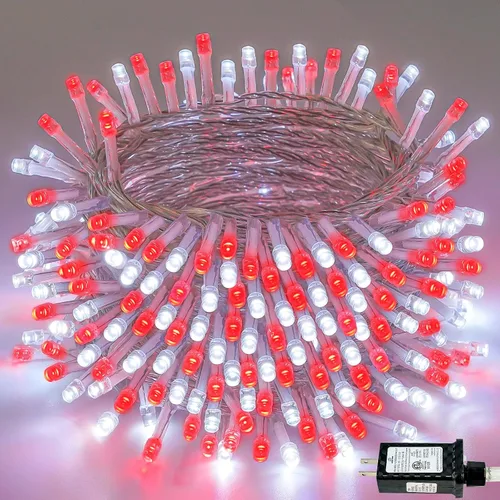 Vista 26 de Guirnalda de luces de Navidad de 66 pies y 200 luces LED para exteriores e interiores, luces decorativas extensibles e impermeables con cable
