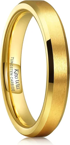 Vista 15 de King Will Anillo de tungsteno para hombres de King Will - Disponible en 6 mm a 10 mm, negro/plata, acabado mate, borde biselado pulido, ajuste