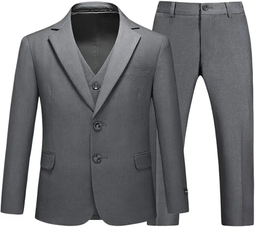 Vista 14 de Boys Suits Slim Fit Formal 3 Piece Kid Wedding Prom Ring Bearer Outfit Negro