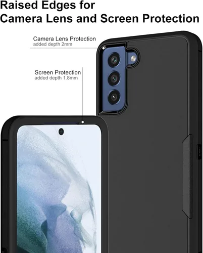 Vista 6 de Funda para Samsung Galaxy S21 FE 5G y protector de pantalla de vidrio, cubierta de puerto a prueba de polvo, protección de cuerpo completo, funda