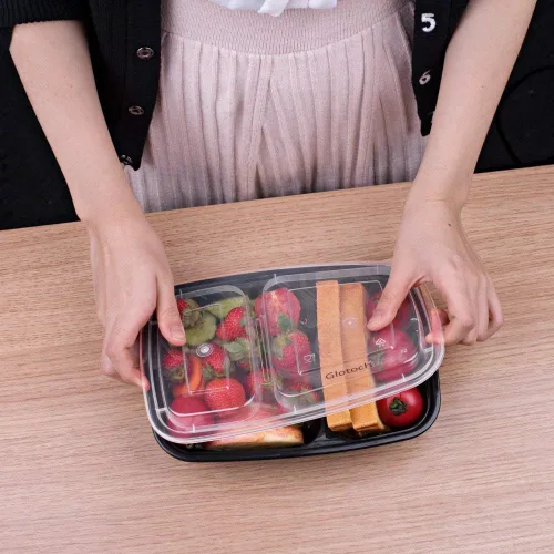 Vista 9 de Glotoch - Paquete de 10 recipientes de 32 onzas para preparación de comidas reutilizables, aptos para microondas, extra grandes y gruesos con tapas