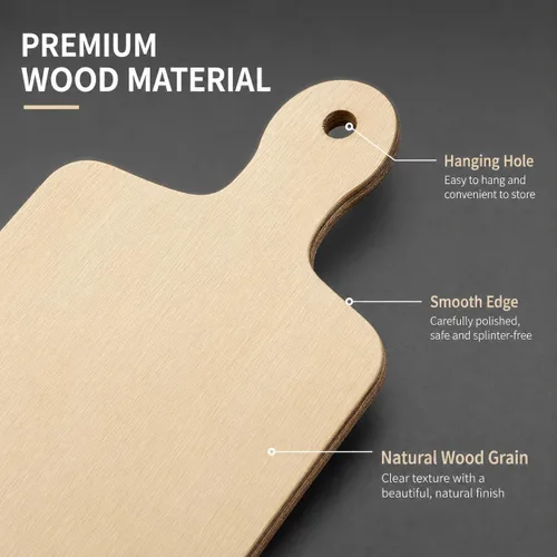 Vista 9 de Operitacx Mini bandeja de madera para cortar de 4.72 x 2.36 pulgadas, tabla de cortar de madera en blanco para pintar servir queso fruta aperitivos