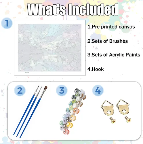 Vista 4 de Hutarosl Pintura por números para adultos, lienzo Aurora por números para adultos, pintura de cielo estrellado por números para adultos, kits