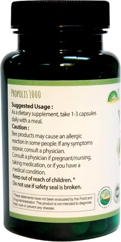 Vista 2 de GREENBOW Propóleos 1000mg_NonGMO Hecho con Propóleo Orgánico_60 Cápsulas_CÁPSULAS VEGANAS