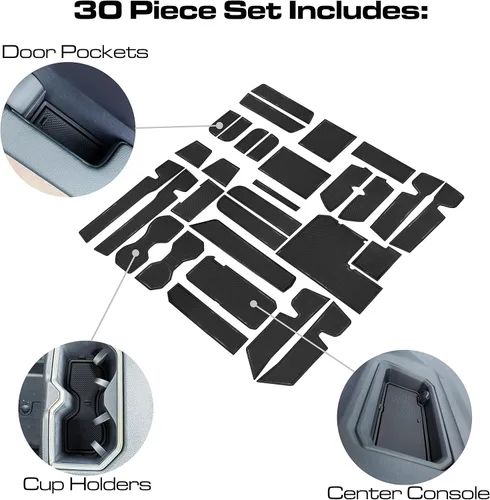 Vista 4 de Forro personalizado para accesorios Toyota Tundra 2022 2023 2024 2025 2026, insertos para portavasos, alfombrillas para consola central