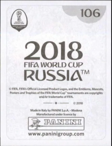 Vista 2 de Pegatinas de la Copa del Mundo Panini 2018 Rusia #106 Cristian Rodríguez Uruguay Calcomanías oficiales del álbum en estado crudo (NM o mejor)