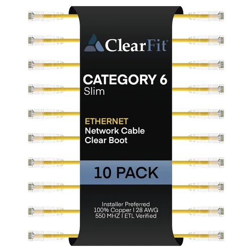 Vista 10 de UNC Group - Paquete de 10 cables de conexión Ethernet Cat6 28AWG de 1 pie, red, arranque transparente, Internet Cat 6, clasificación para centro