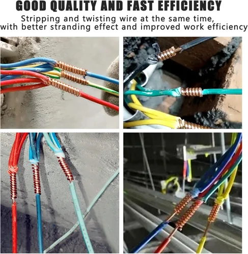 Vista 6 de Herramienta universal de torsión de alambre, pelacables y herramienta de pelado de cables Twister para electricista por taladro o manualmente (azul)