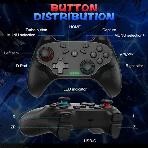 Vista 5 de Nonbliep 2 Pack Wireless Controller for Nintendo Switch 2/1 Lite/OLED and PC, with Bluetooth, Turbo, Gyro Axis, Dual Vibration, and Screenshot
